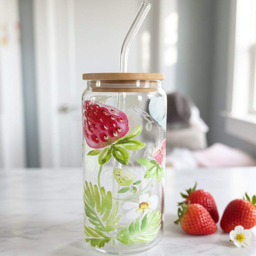 Strawberry Beer Can Glass