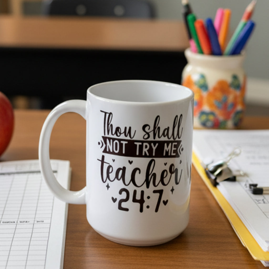 Thou Shall Not Try Me Teacher Design for Drinkware