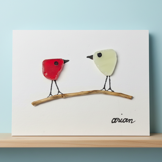 Mini Bird Sea Glass Art