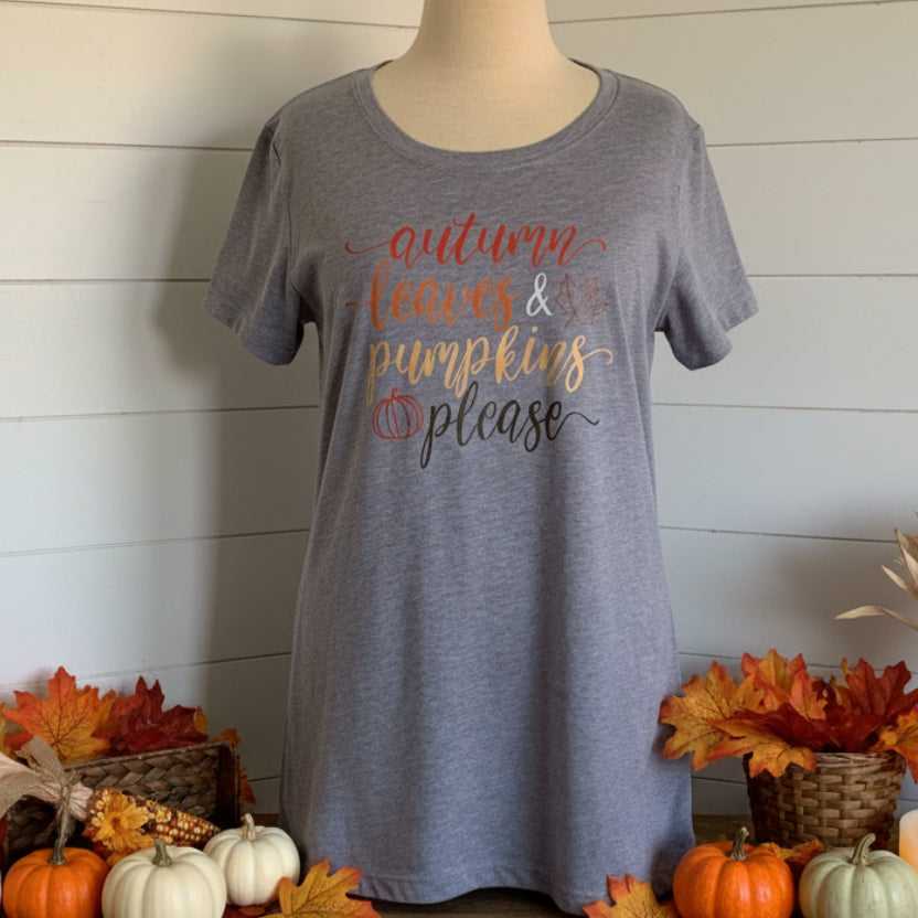 Autumn Leaves and Pumpkins Please Design for Shirt