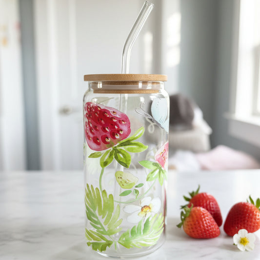 Strawberry Beer Can Glass