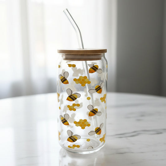 Bee Beer Can Glass