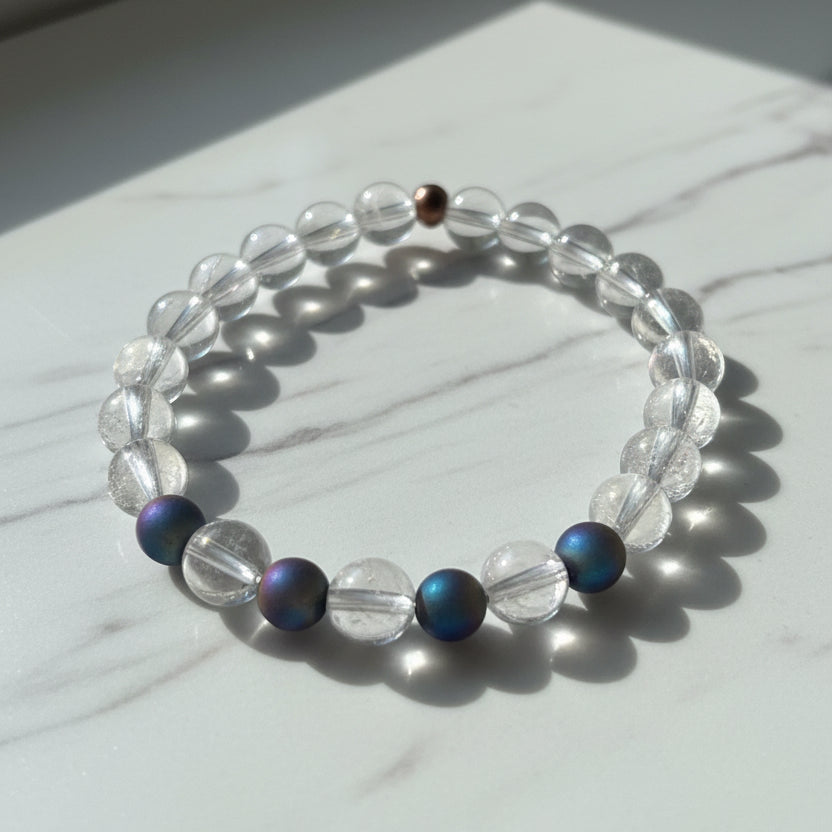 Clear Quartz & Peacock Hematite Bracelet