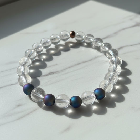 Clear Quartz & Peacock Hematite Bracelet