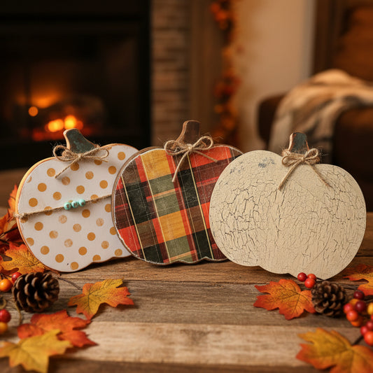5 1/2" Wooden Pumpkins