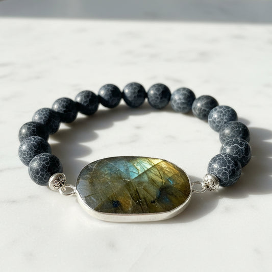 Labradorite & Blue Cracked Quartz Bracelet