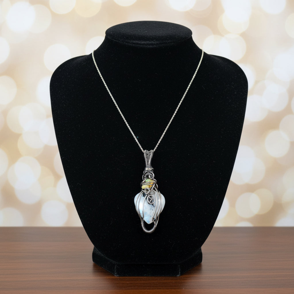 Moonstone and Fire Opal Necklace