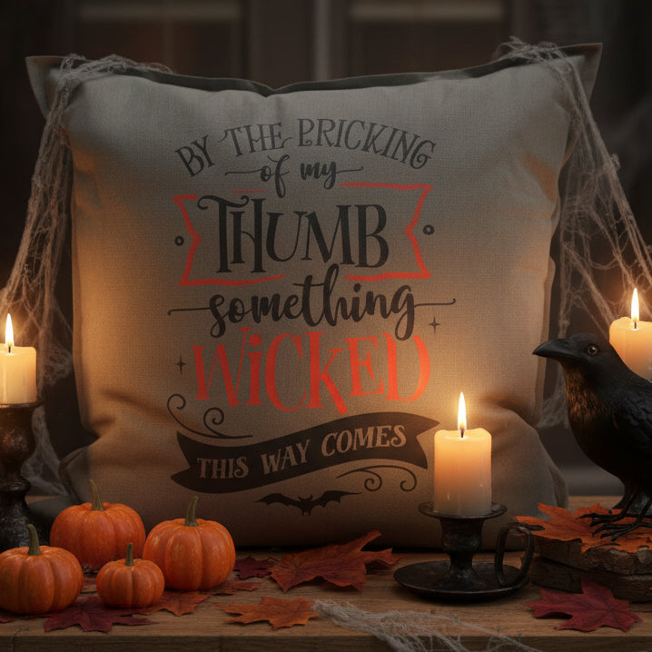 By The Pricking of My Thumb Pillow