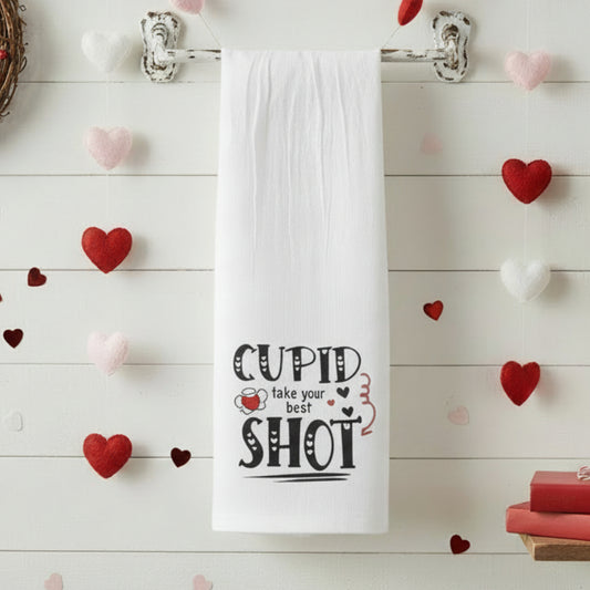 Cupid Take Your Best Shot Tea Towel
