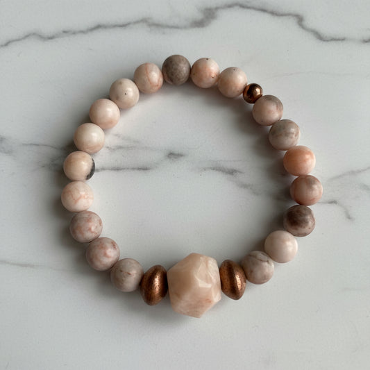 Morganite & Pink Zebra Jasper Bracelet